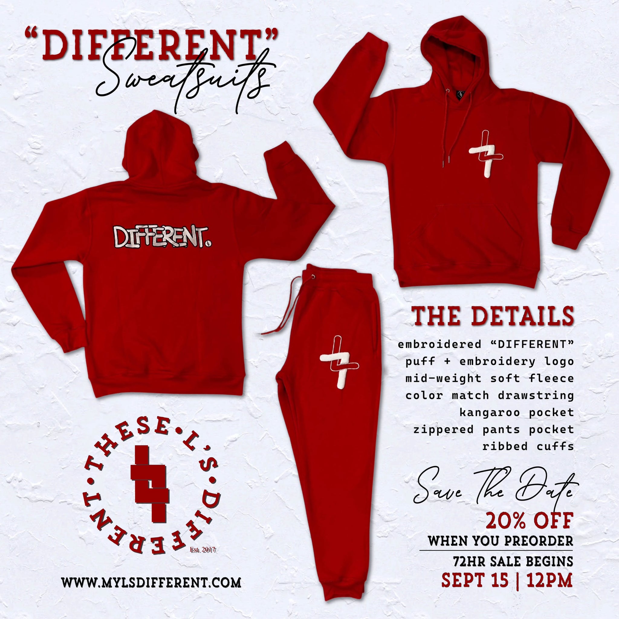 PRE-ORDER “DIFFERENT” Red Sweatsuit