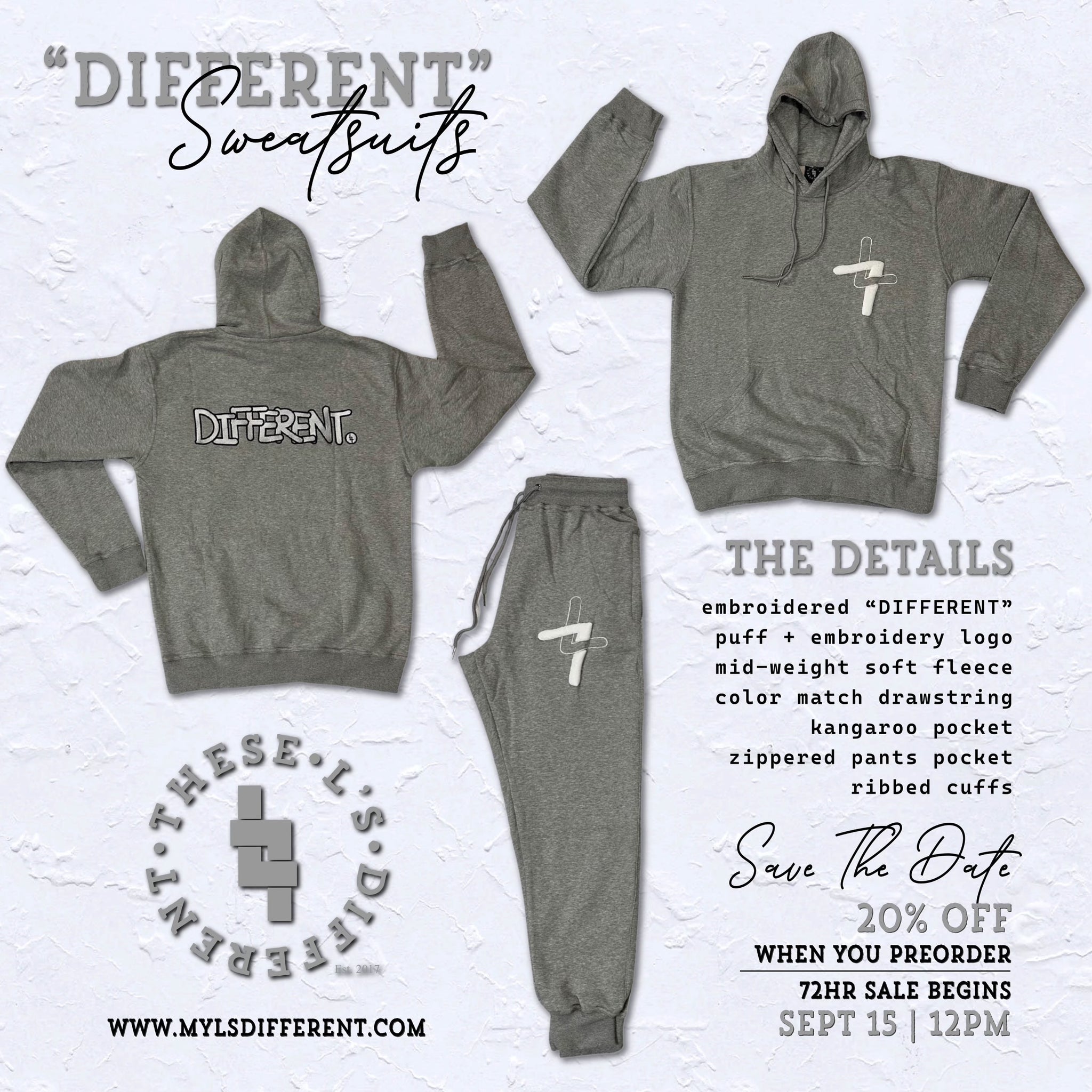 PRE-ORDER “DIFFERENT” Gray Sweatsuit