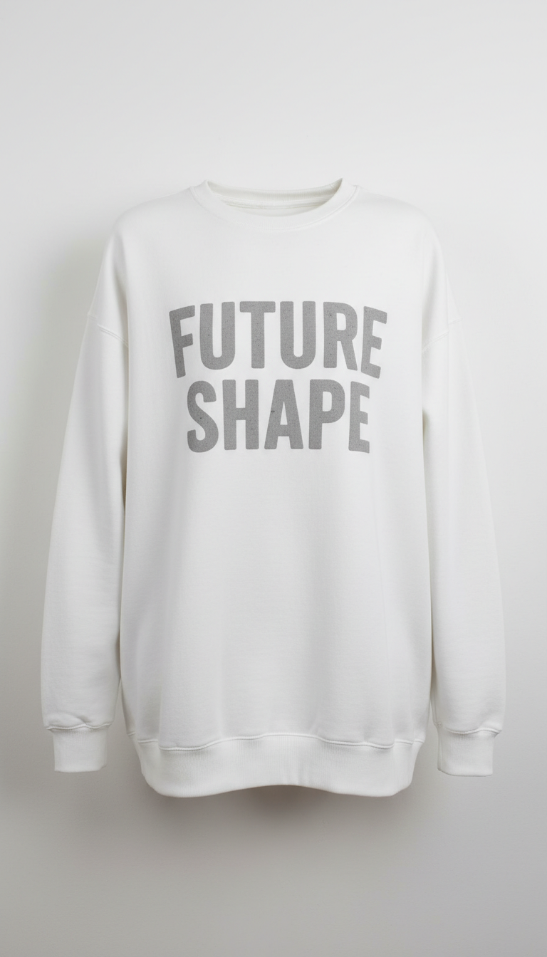 Oversized chalk white crewneck with grey text